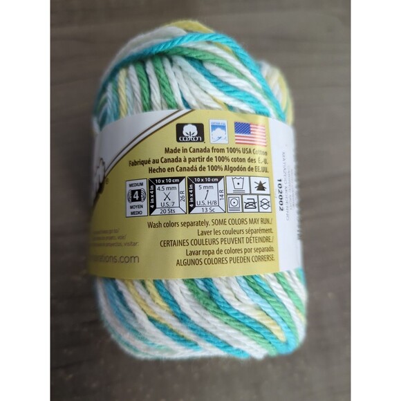 Lily Sugar n Cream Yarn Mod Ombre 2oz 95 yd Cotton Variegated Green Yellow White - Picture 4 of 4
